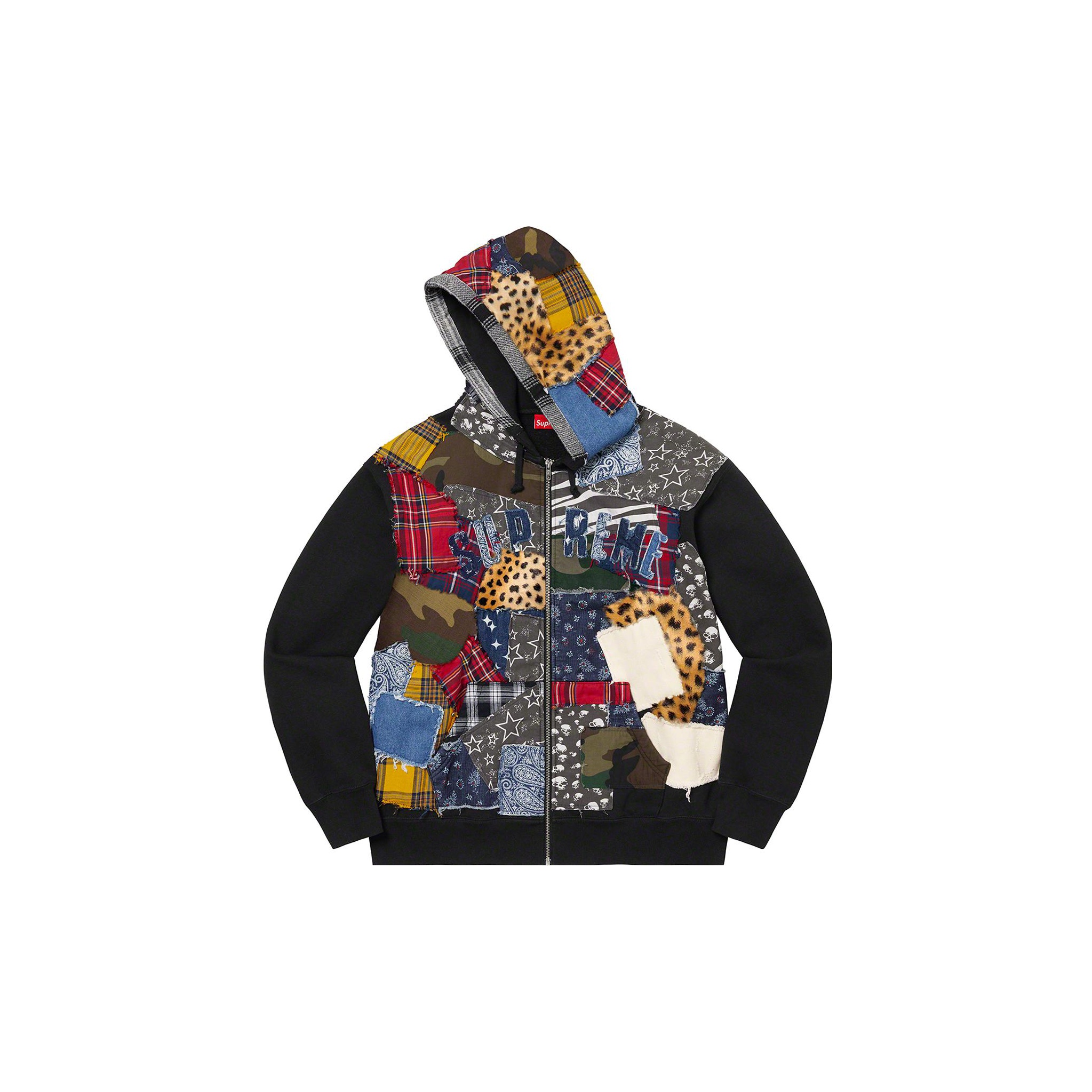 Supreme Patchwork Zip Up Hooded Sweatshirt