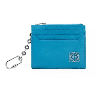 LOEWE Anagram Pebble Texture Cow Leather Card Holder Women's Blue