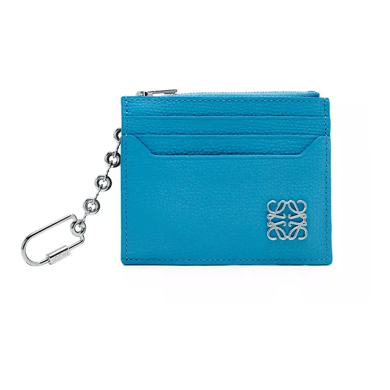 LOEWE Anagram Pebble Texture Cow Leather Card Holder Women's Blue-0