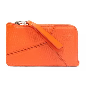 LOEWE Puzzle Cow Leather Card Holder Men's Orange
