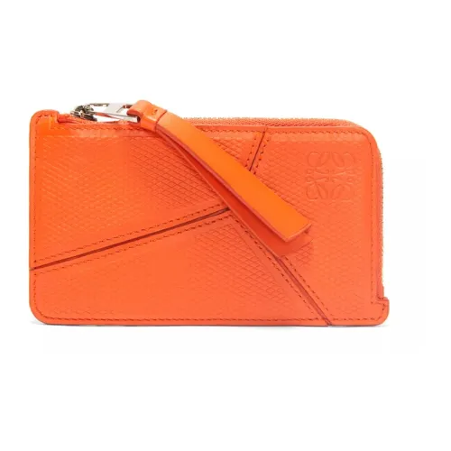 LOEWE Puzzle Cow Leather Card Holder Men's Orange