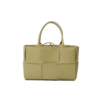 Bottega Veneta ARCO Grained Calfskin Tote Bag Shopping Bag Handbag Small Size Women's Brown Green
