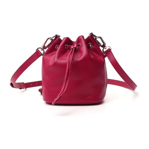 LONGCHAMP Le Foulonné Cow Leather Textile Bucket Bags Shoulder Bag Crossbody Bag Large Size Women's Red