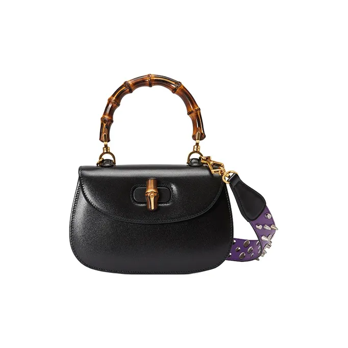 GUCCI Leather Shoulder Strap Bag Straps Women's Purple-2