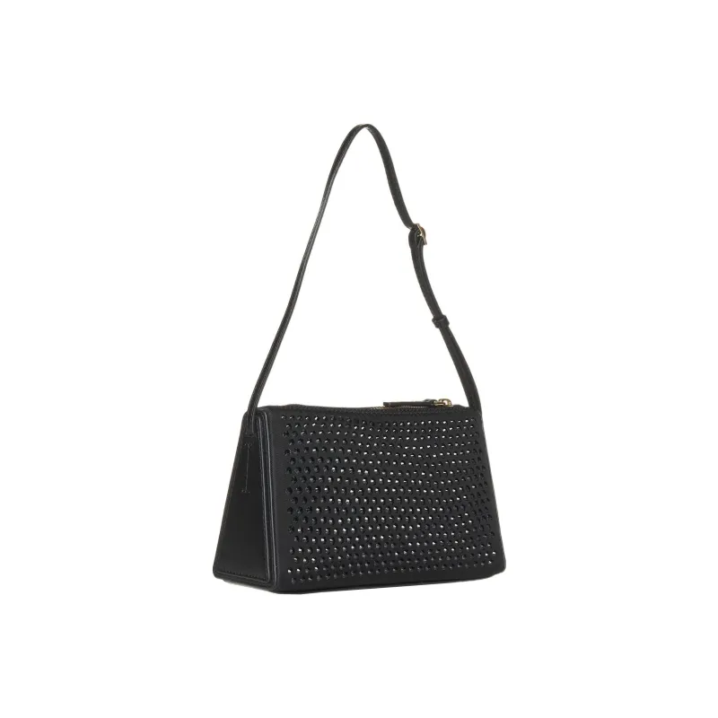 Manu Atelier Prism Canvas Calfskin With Leather Detail Shoulder Bag Canvas Bag Handbag Shoulder Bag Women's Black-2