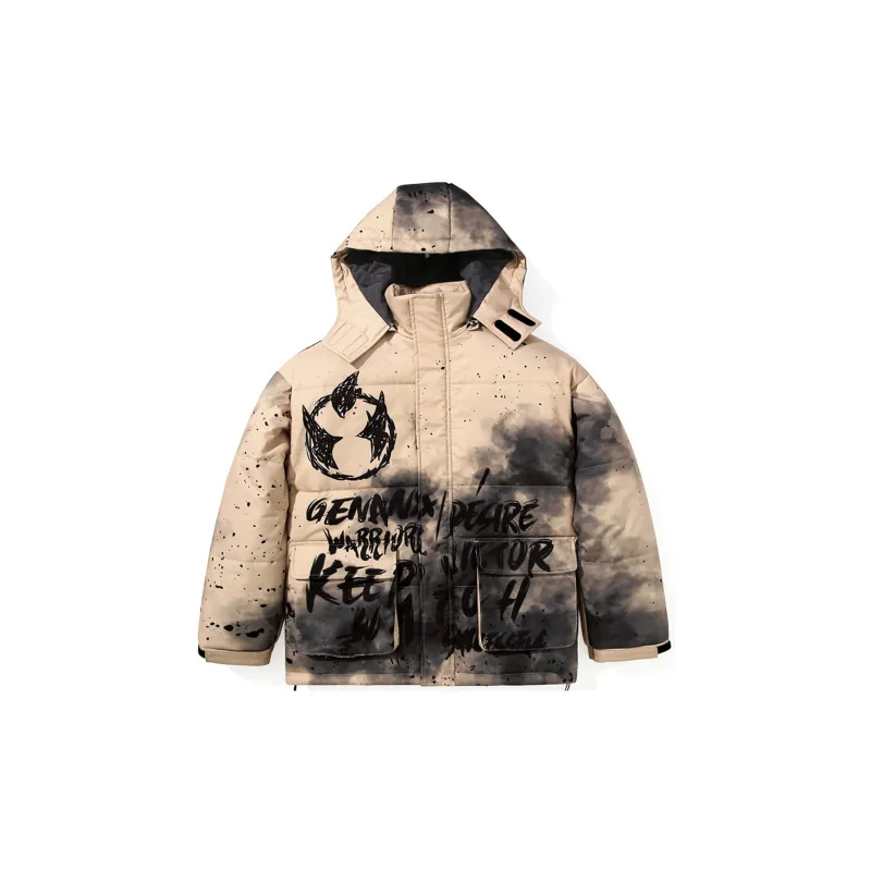 GENANX Cartoon Detachable Hood Loose Fit Puffer Jacket Unisex-7