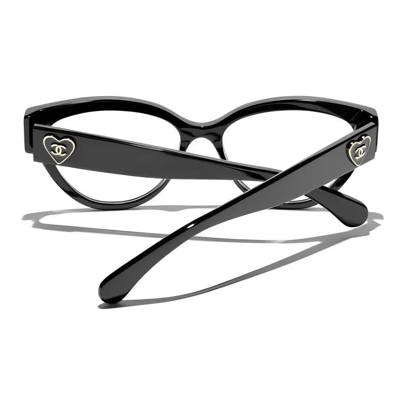CHANEL Plate Frame Cat Eye Eyeglass Frames Women's Black-3