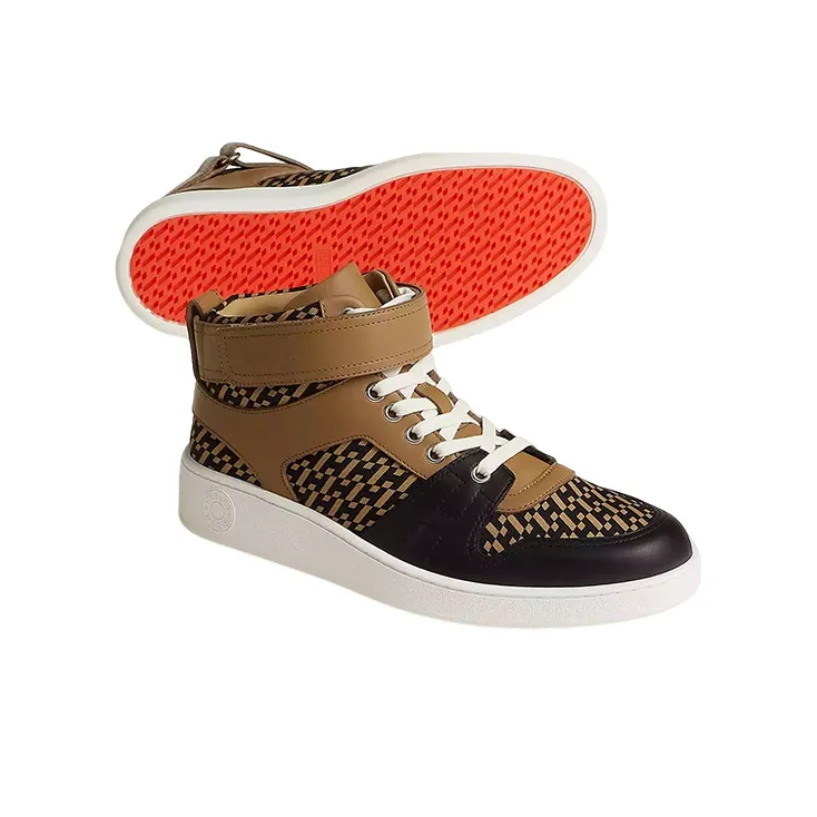 HERMES Freestyle Mid Top Stylish Skateboarding Shoes Men's Brown-3