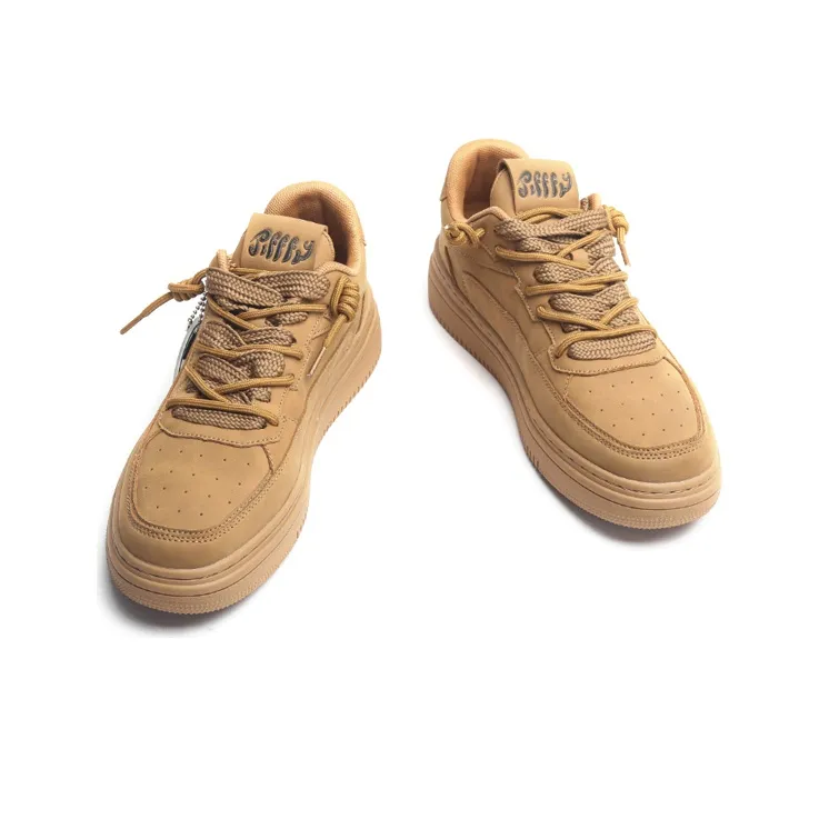 Jifffly Anti Slip Wear Resistant Low Top Skateboard Shoes Unisex Wheat-3