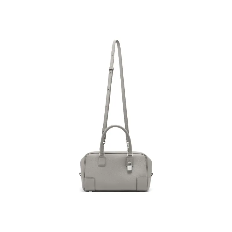 LOEWE Amazona Grained Calfskin Shoulder Bag Crossbody Bag Handbag Small Size Women's Pearl Gray-5