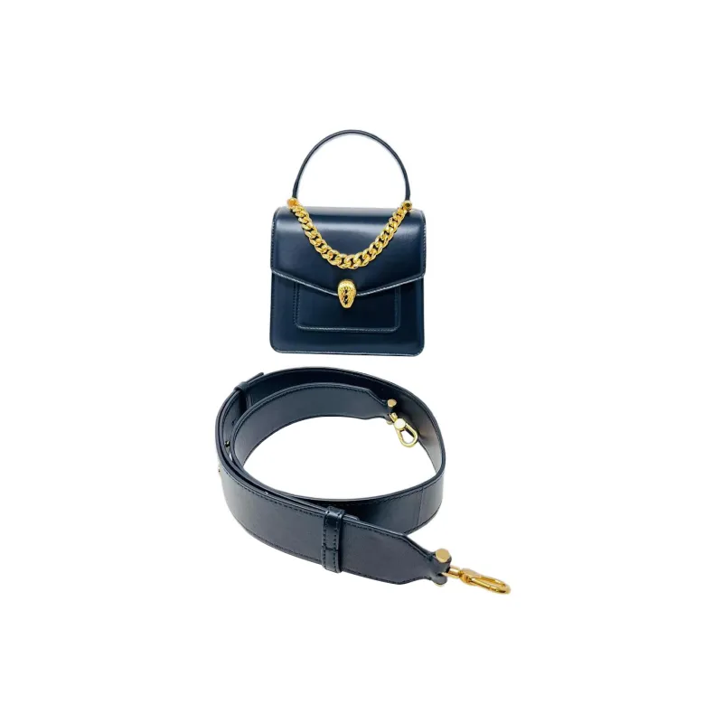 BVLGARI Sheepskin Shoulder Bag, Crossbody Bag, Handbag Regular Women's Black-1