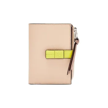 LOEWE Grain Calfskin Wallet Women's Nude/Lemongrass