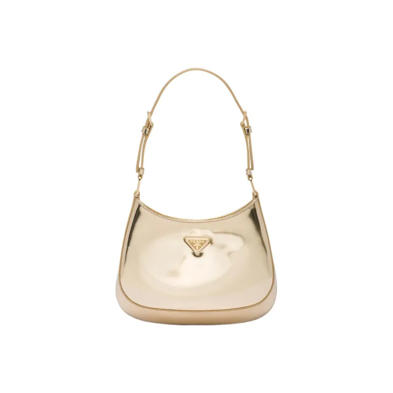 PRADA Cleo Shiny Leather Hobo Bag Handbag Shoulder Bag Women's Platinum-0