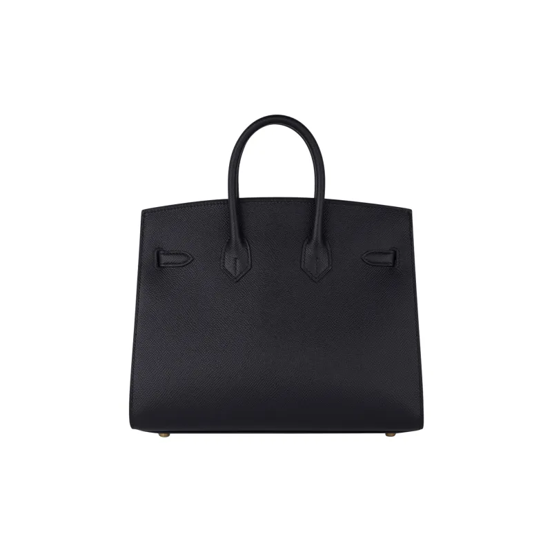 HERMES Epsom Leather Birkin Bag Handbags Women's Black-4