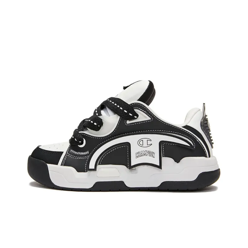Champion Low Top Skateboard Shoes Men's Black White-0