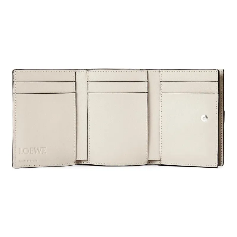 LOEWE Soft Grained Calfskin Wallet Women's Light Green/Tan-4