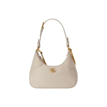 GUCCI Aphrodite Leather Crescent Bag Handbag Shoulder Bag Women's White