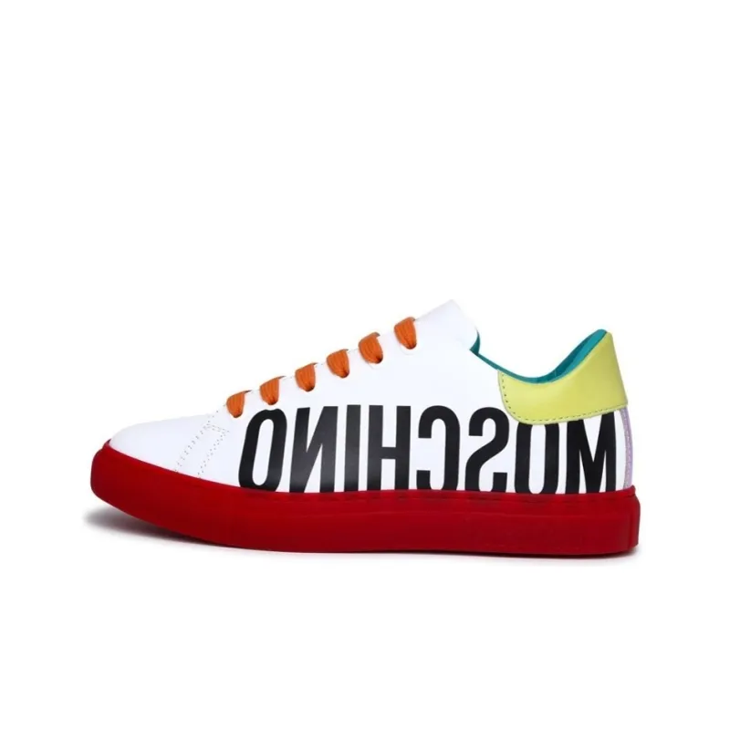 MOSCHINO Low Top Stylish Skateboarding Shoes Women's White Black Green-0