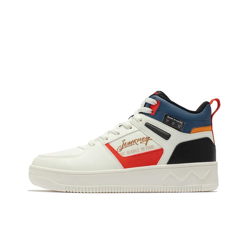 361° Anti-Slip Wear-Resistant High-Top Skateboard Shoes Men's White Red-0