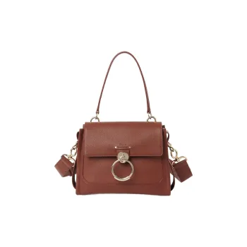 Chloe Tess Grained Calfskin And Smooth Finish Calfskin Handbag Shoulder Bag Small Size Women's Red Brown
