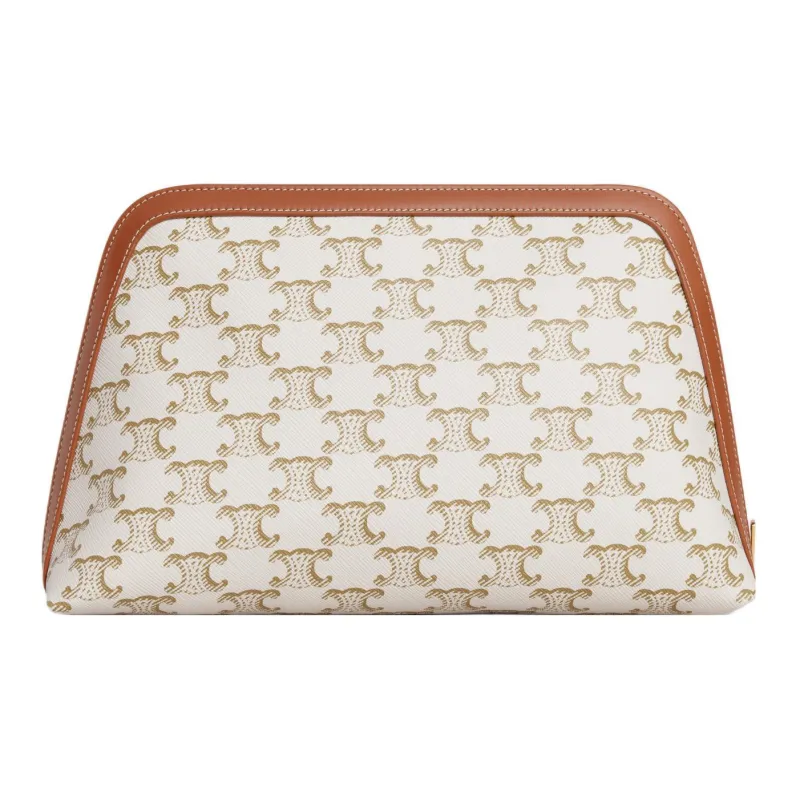 CELINE Women's Makeup Bag TRIOMPHE CANVAS AND CALFSKIN-2