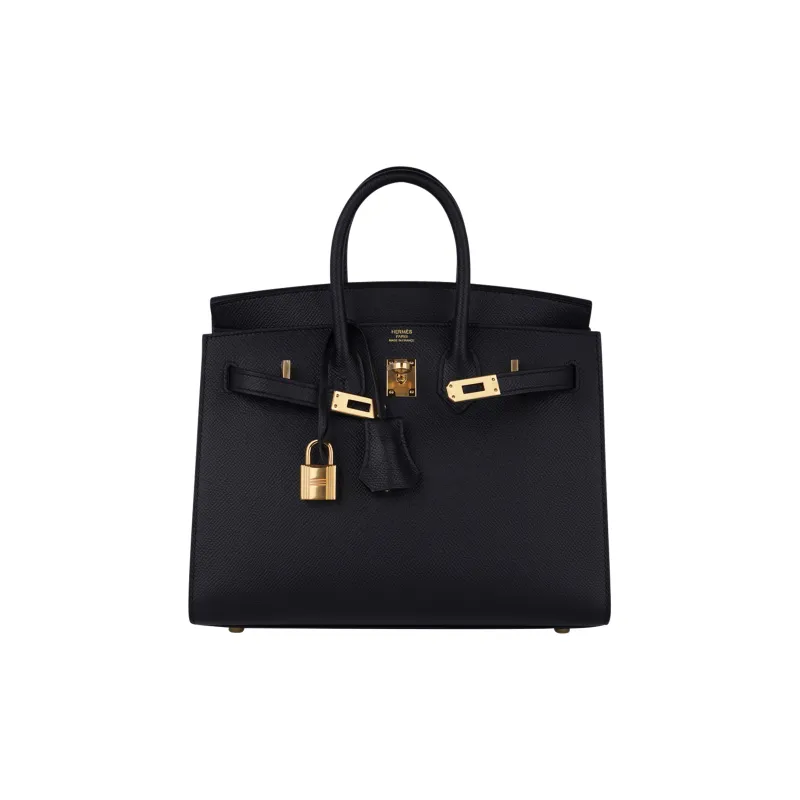 HERMES Epsom Leather Birkin Bag Handbags Women's Black-3