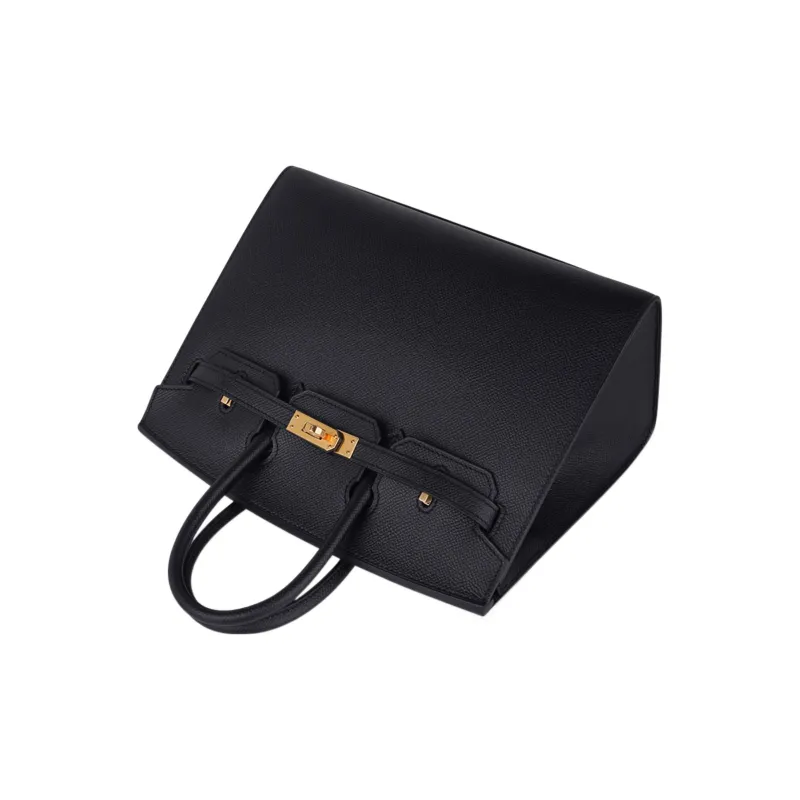 HERMES Epsom Leather Birkin Bag Handbags Women's Black-6