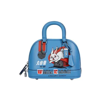 COACH All White Rabbit Collaboration Revel Cow Leather Shoulder Bag Crossbody Bag Handbag Medium Size Women's Blue