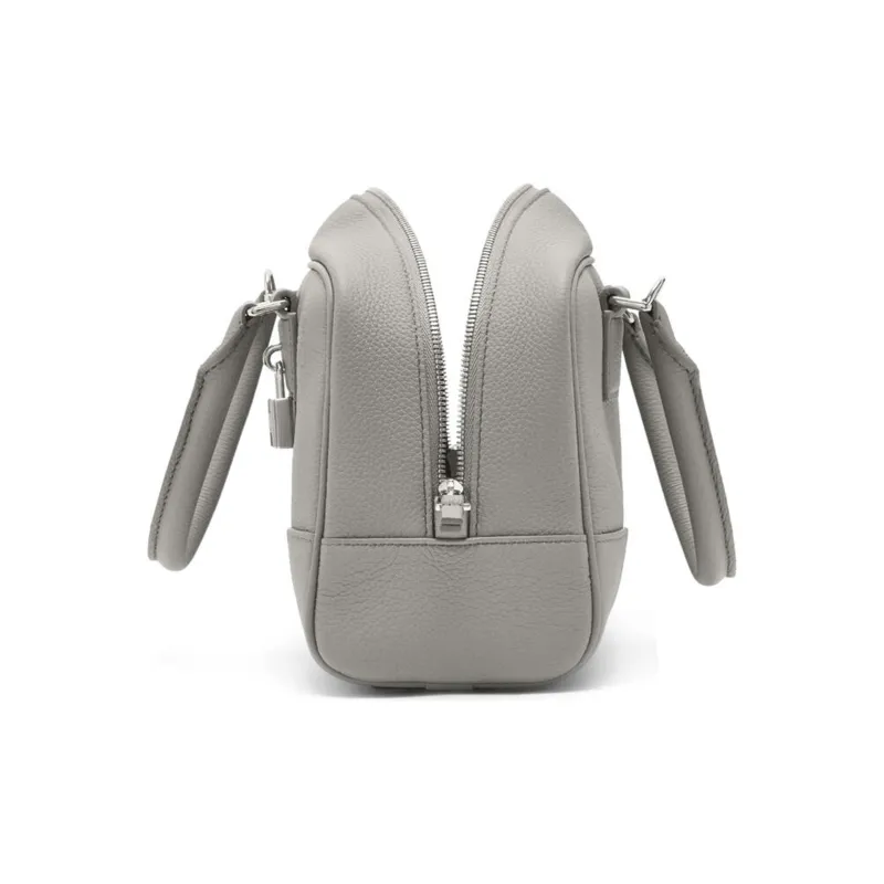 LOEWE Amazona Grained Calfskin Shoulder Bag Crossbody Bag Handbag Small Size Women's Pearl Gray-3