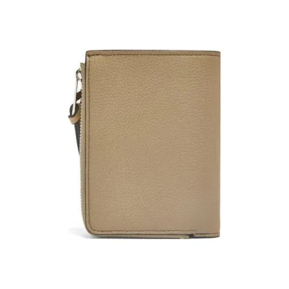 LOEWE Soft Grained Calfskin Wallet Women's Daylily Green/Gray Beige-4