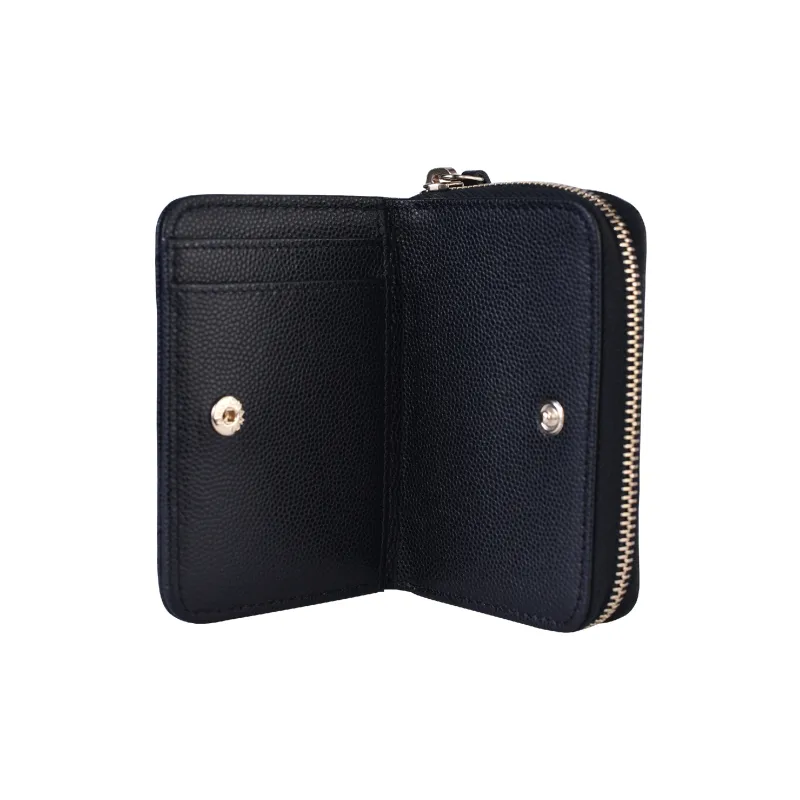 CHANEL Grain Embossed Litchi Grain Calfskin Card Holder, Coin Purse Women's Black-3