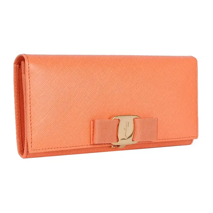 FERRAGAMO Cow Leather Wallet Women's Orange Pink-1