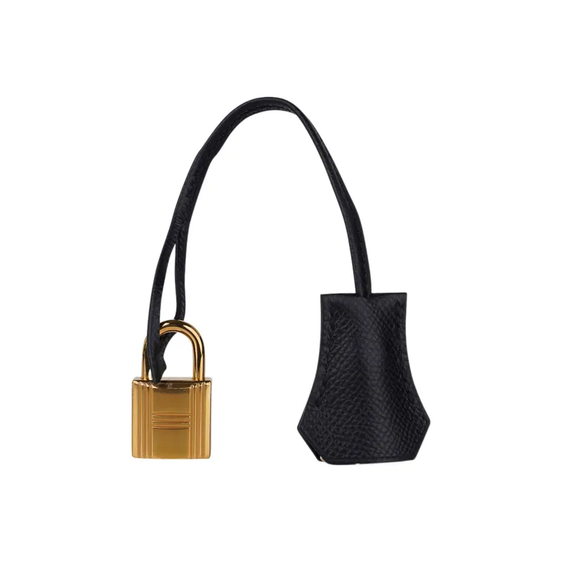 HERMES Epsom Leather Birkin Bag Handbags Women's Black-7