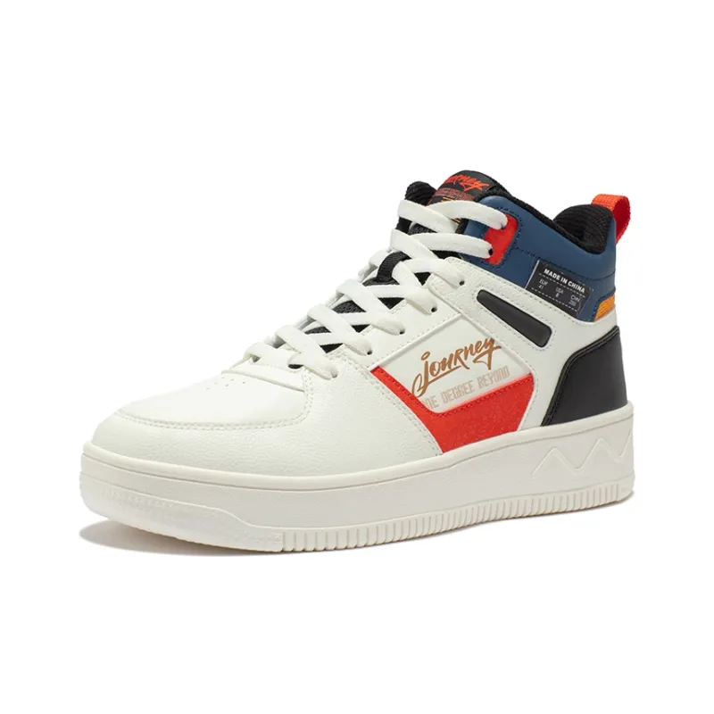 361° Anti-Slip Wear-Resistant High-Top Skateboard Shoes Men's White Red-1