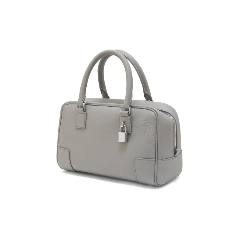 LOEWE Amazona Grained Calfskin Shoulder Bag Crossbody Bag Handbag Small Size Women's Pearl Gray-2