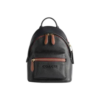 COACH Charter Leather Backpack Small Size Unisex Brown & Black