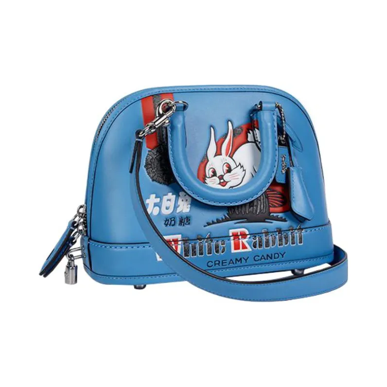 COACH All White Rabbit Collaboration Revel Cow Leather Shoulder Bag Crossbody Bag Handbag Medium Size Women's Blue-1