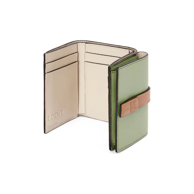 LOEWE Soft Grained Calfskin Wallet Women's Light Green/Tan-3