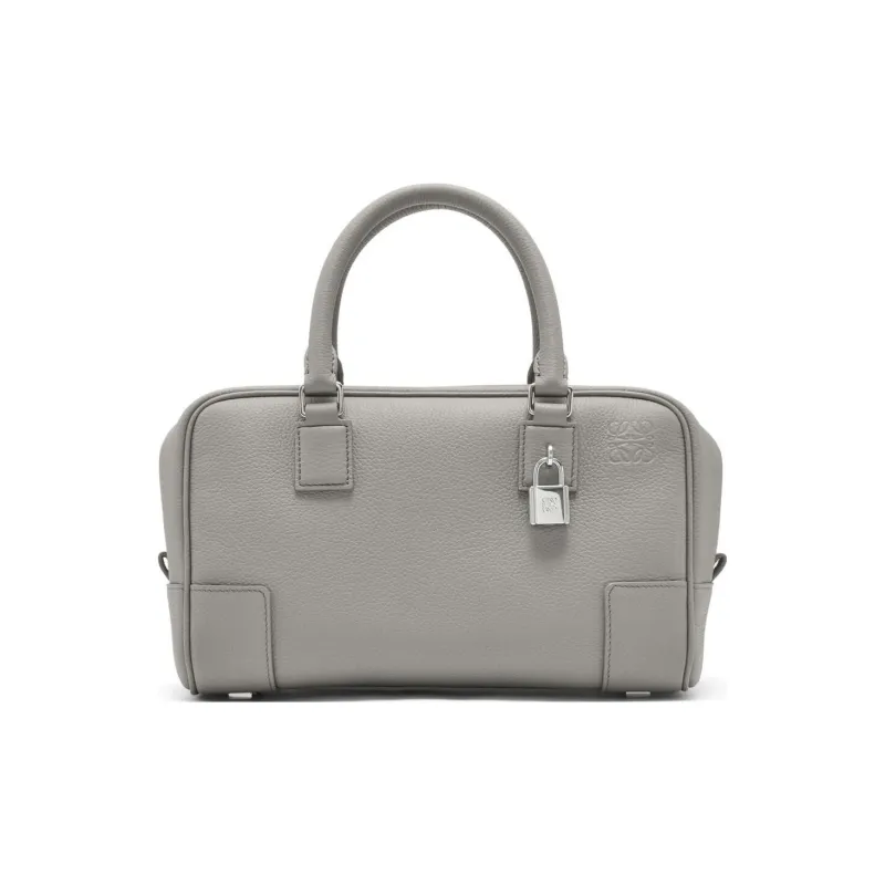 LOEWE Amazona Grained Calfskin Shoulder Bag Crossbody Bag Handbag Small Size Women's Pearl Gray-0