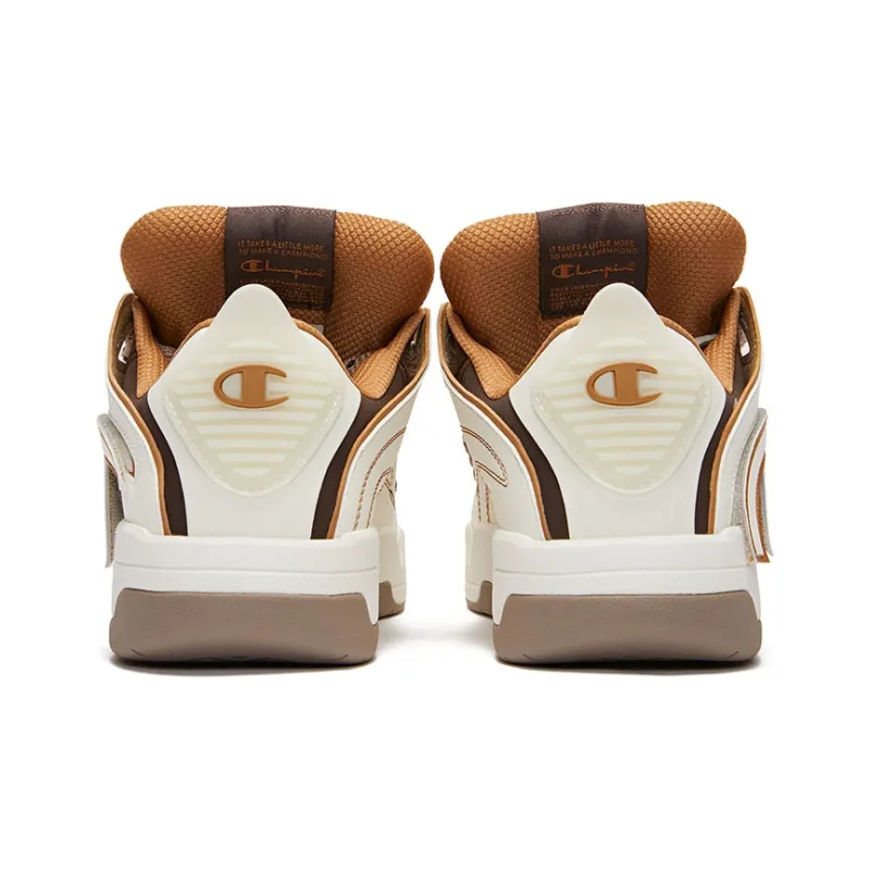 Champion Essentials Collection Low Top Skateboard Shoes Men's White Chocolate Brown-3