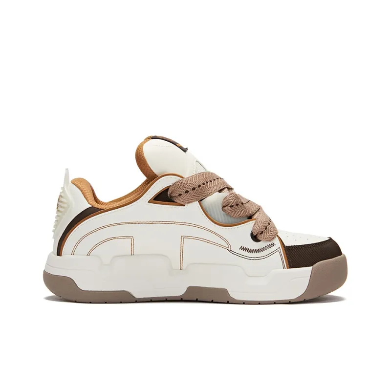 Champion Essentials Collection Low Top Skateboard Shoes Men's White Chocolate Brown-1
