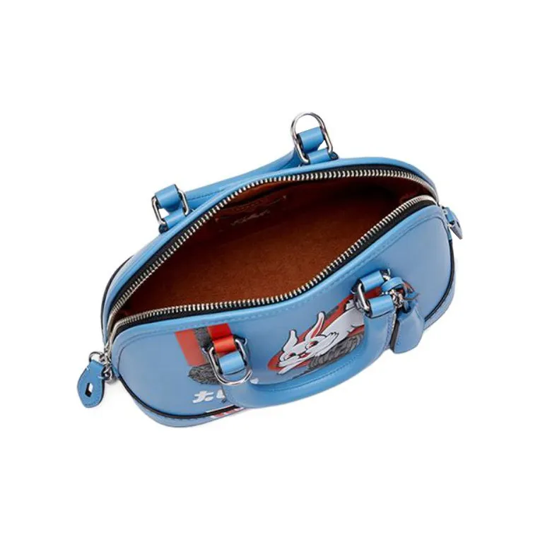 COACH All White Rabbit Collaboration Revel Cow Leather Shoulder Bag Crossbody Bag Handbag Medium Size Women's Blue-2
