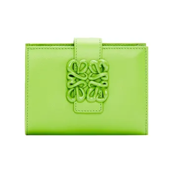 LOEWE Satin Calfskin Wallet Medium Size Women's Green