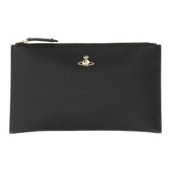 Vivienne Westwood Cow Leather Clutch Women's Black