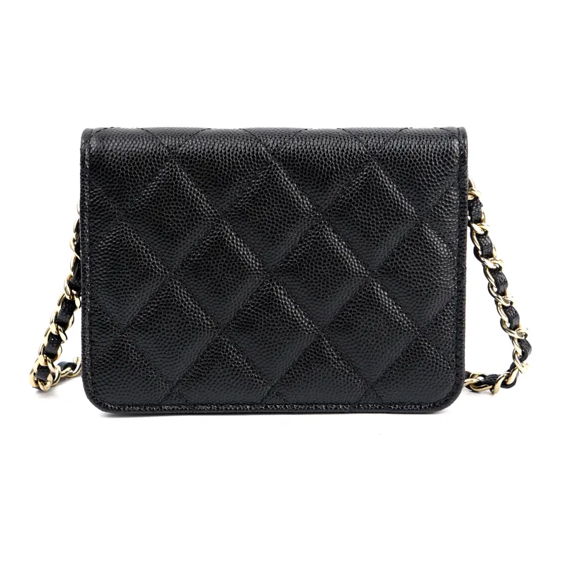 CHANEL 22SS Leather Evening Bag, Coin Purse, Shoulder Bag, Crossbody Bag Mini Women's Black-2