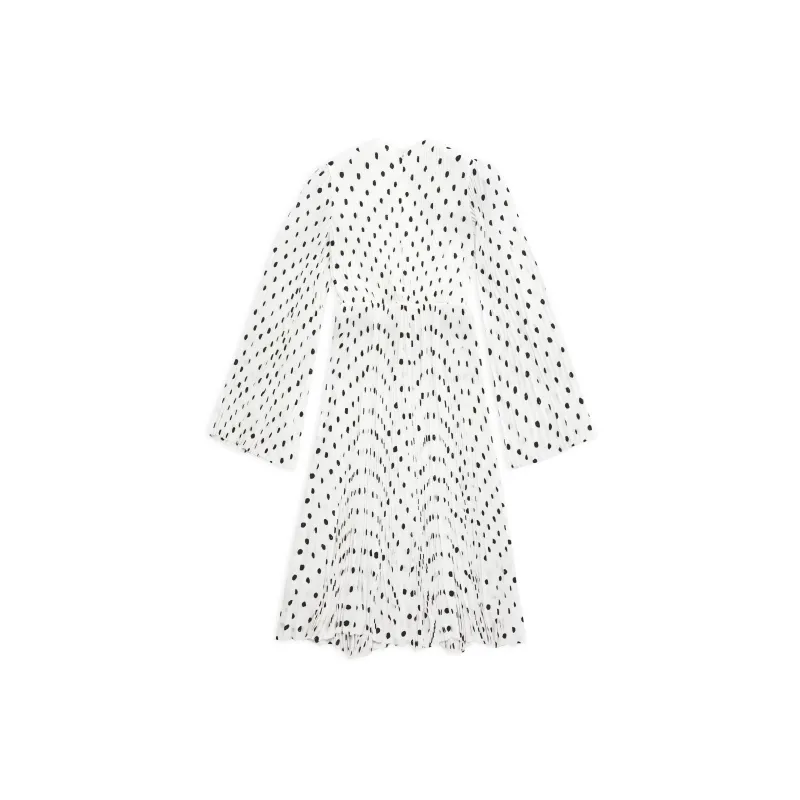 Balenciaga Women's Hand Drawn Polka Dot Pleated Dress White-1