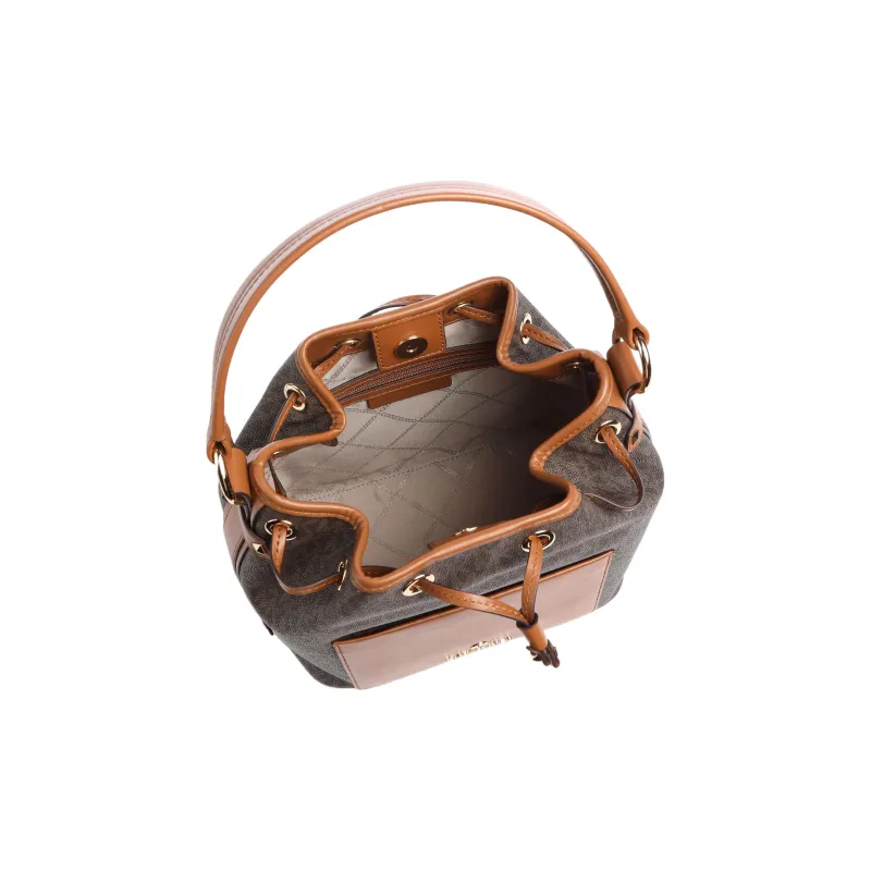 MICHAEL KORS Canvas With Leather Bucket Bag, Shoulder Bag, Crossbody Bag, Handbag Medium Size Women's Brown-2