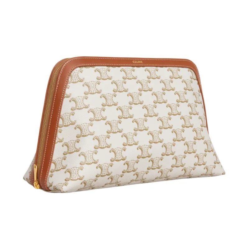 CELINE Women's Makeup Bag TRIOMPHE CANVAS AND CALFSKIN-1