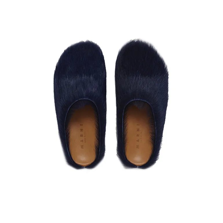 MARNI Rubber Sole Odor Resistant Closed Toe Slippers Men's Dark Blue-4