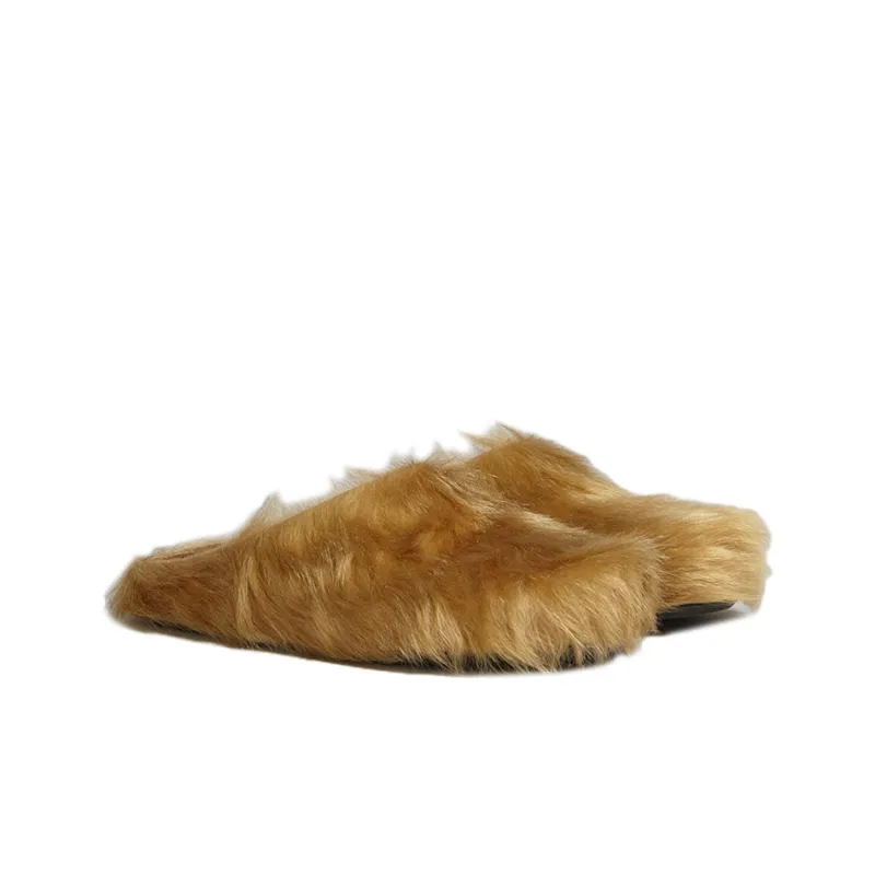 MARNI Fussbet Sabot Calf-hair Slippers-2